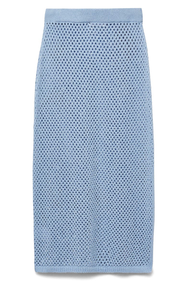 Rhinestone Crochet Sweater Skirt, Alternate, color, BLUE