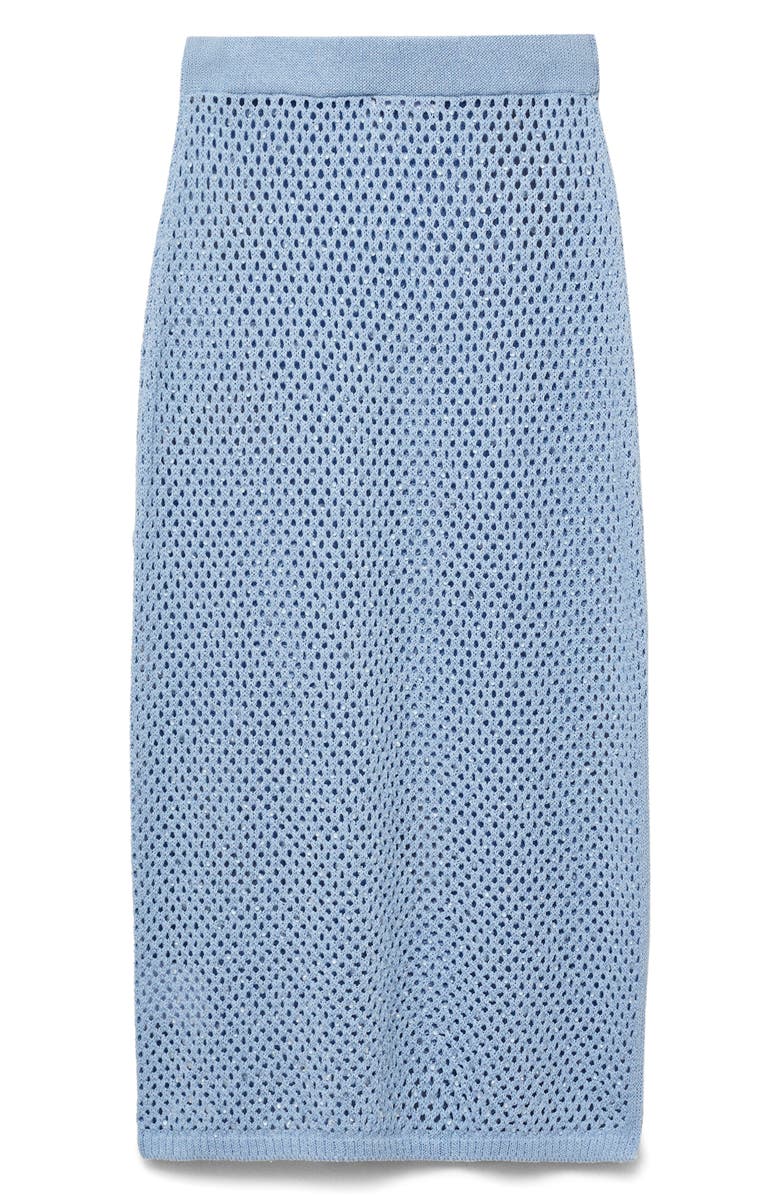 MANGO Rhinestone Crochet Sweater Skirt, Alternate, color, Blue
