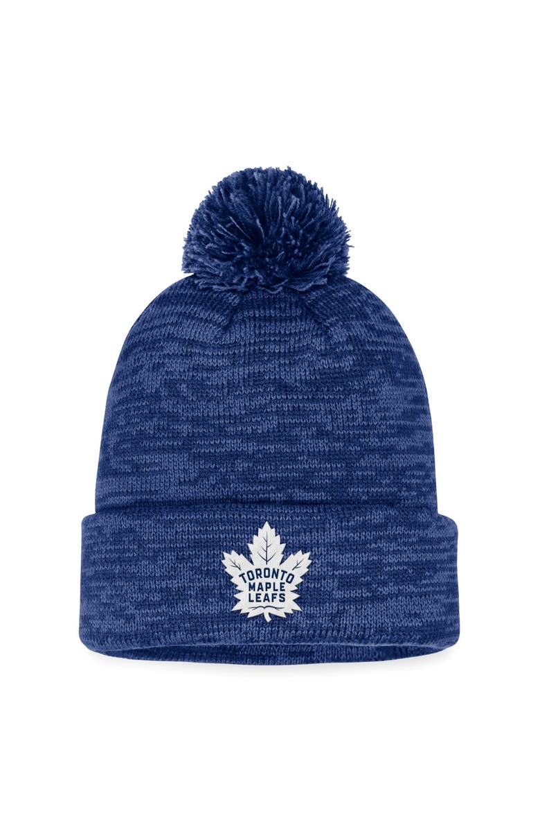 FANATICS Men's Fanatics Branded Blue Toronto Maple Leafs Fundamental Cuffed Knit Hat with Pom, Main, color,
