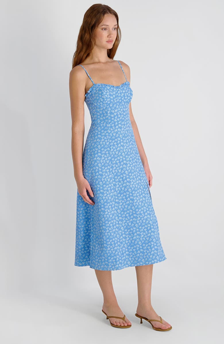French Connection Stacey Floral Print Sleeveless Midi Dress, Alternate, color, Poolside Blue-White