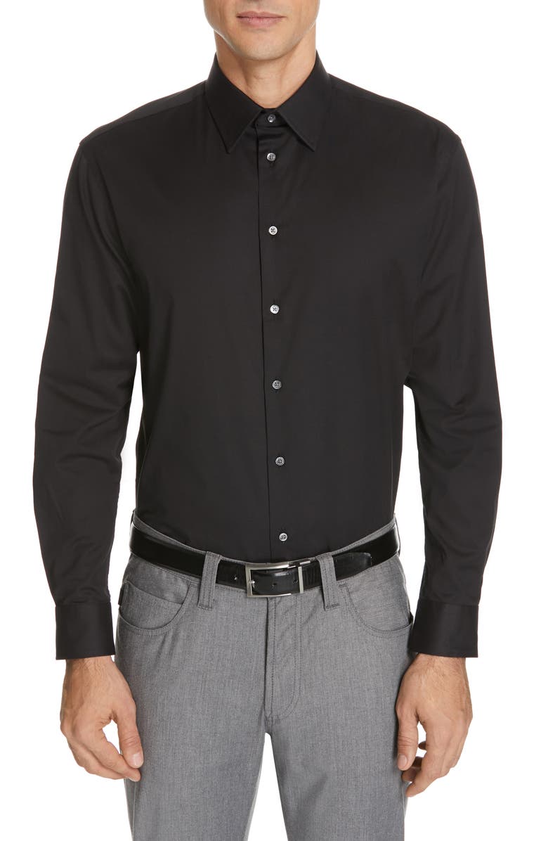 Emporio Armani Modern Fit Stretch Solid Dress Shirt, Main, color,