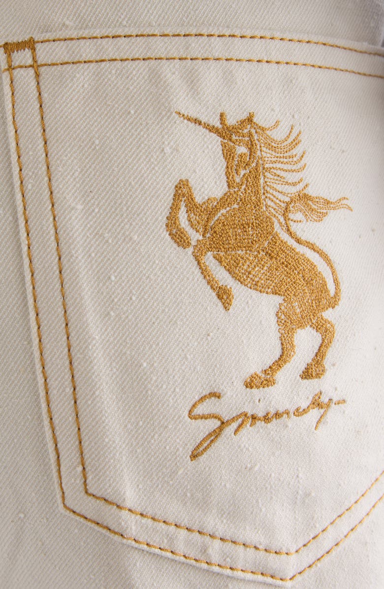 Givenchy Embroidered Pocket Denim Shorts, Alternate, color, Ecru