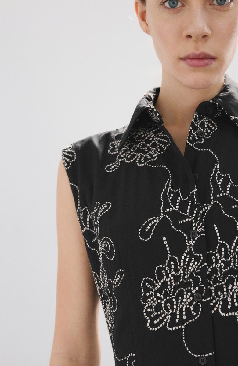 MANGO Floral Embroidered Sleeveless Midi Dress, Alternate, color,