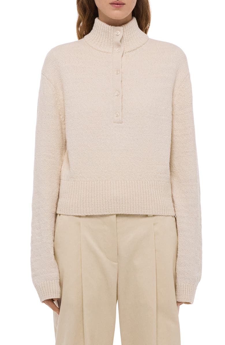 Helmut Lang Wool & Cotton Blend Slub Turtleneck Sweater, Main, color, Natural