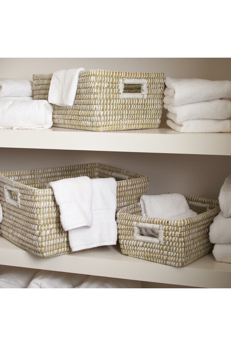 Rivergrass Rectangular Storage Baskets With Handles Set of 3, Alternate, color, White