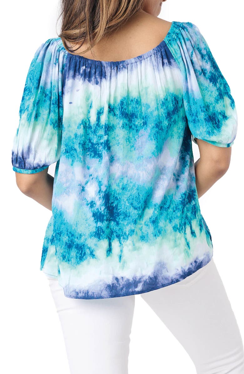 GIBSONLOOK Gauze Puff Sleeve Top, Alternate, color, Watercolor Lake Prt
