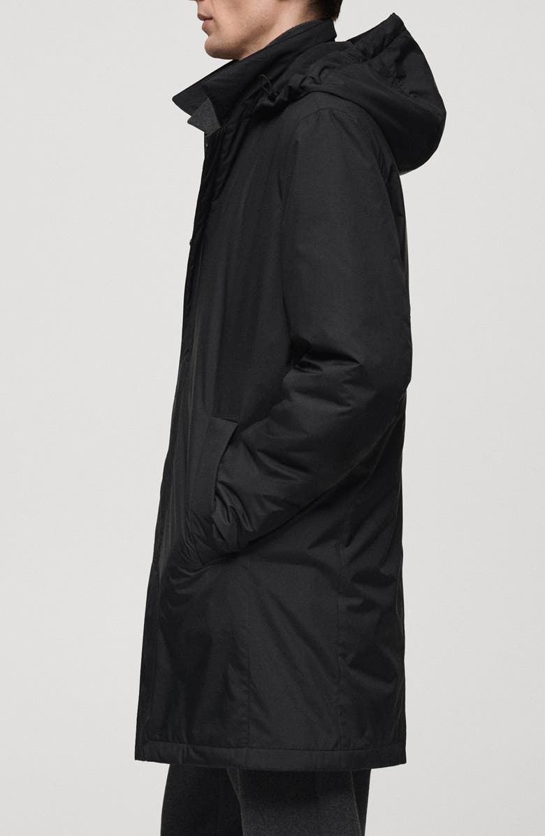 MANGO Water Repellent Quilted Lining Parka, Alternate, color, Black