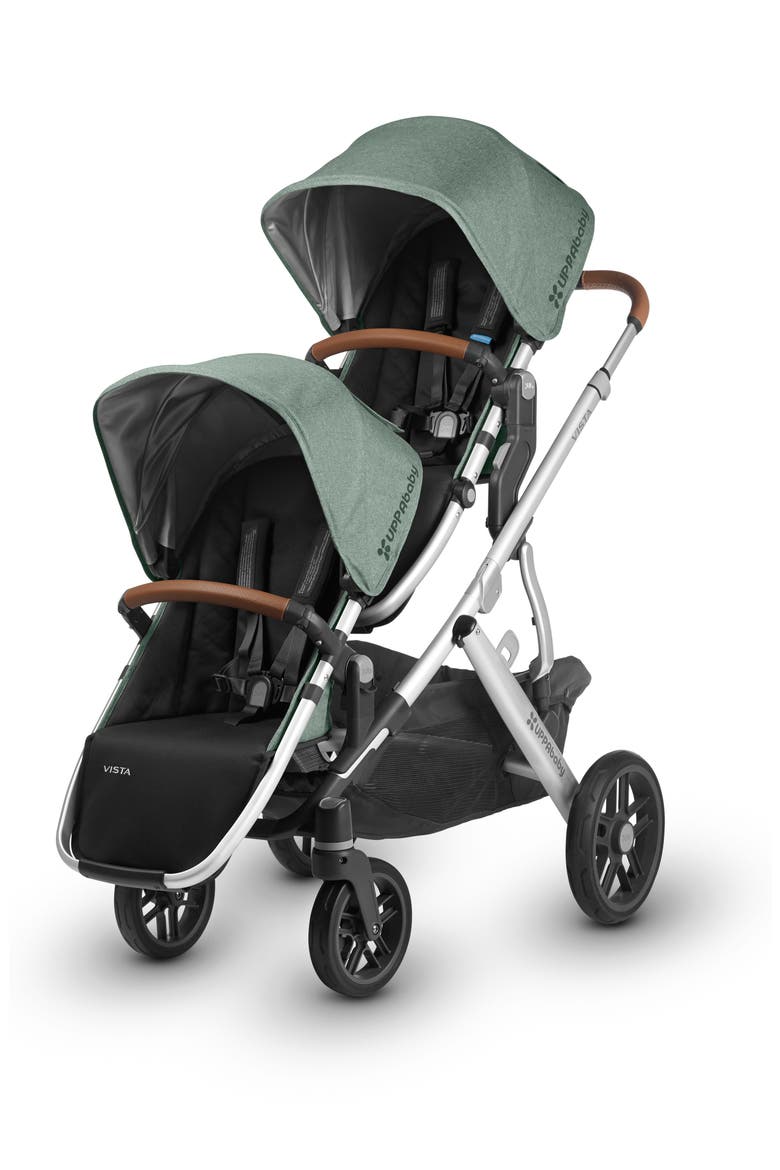VISTA Aluminum Frame Convertible Complete Stroller with Leather Trim, Alternate, color, EMMETT GREEN/ SILVER