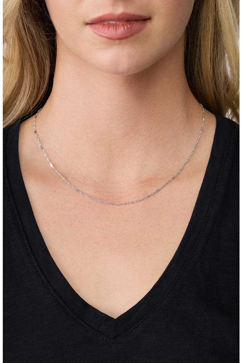 14K Gold Flat Link Chain Necklace, Alternate, color, 14K WHITE GOLD