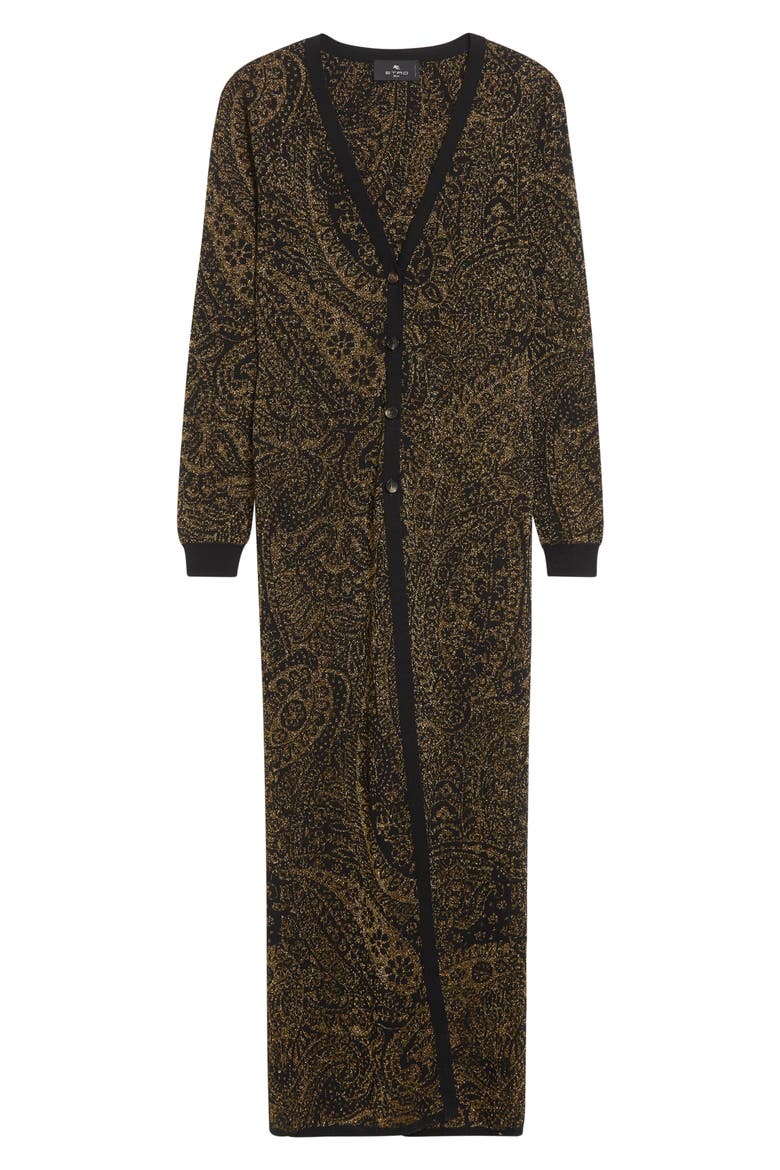 Metallic Paisley Longline Cardigan, Alternate, color, BROWN MULTICOLOR