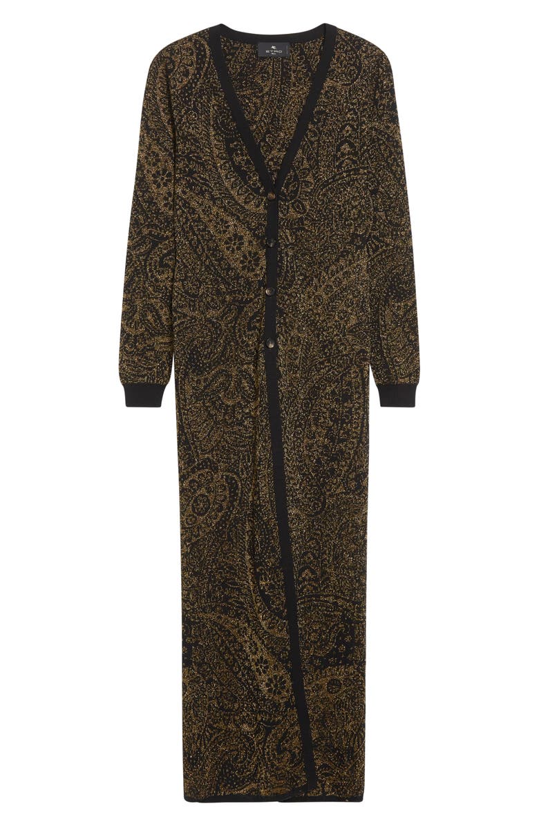 Etro Metallic Paisley Longline Cardigan, Alternate, color, Brown Multicolor