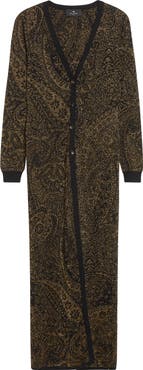 Etro Metallic Paisley Longline Cardigan
