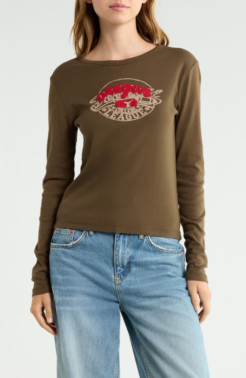 Oregon Long Sleeve Crop T-Shirt