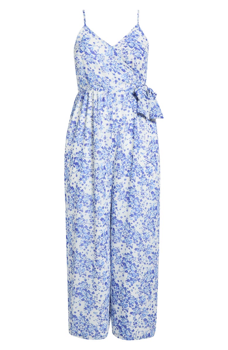 SUGARLIPS Camellia Floral Jumpsuit, Main, color, White-Blue-Multi