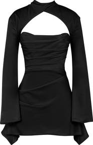 HOUSE OF CB Toira Long Sleeve Satin Corset Minidress