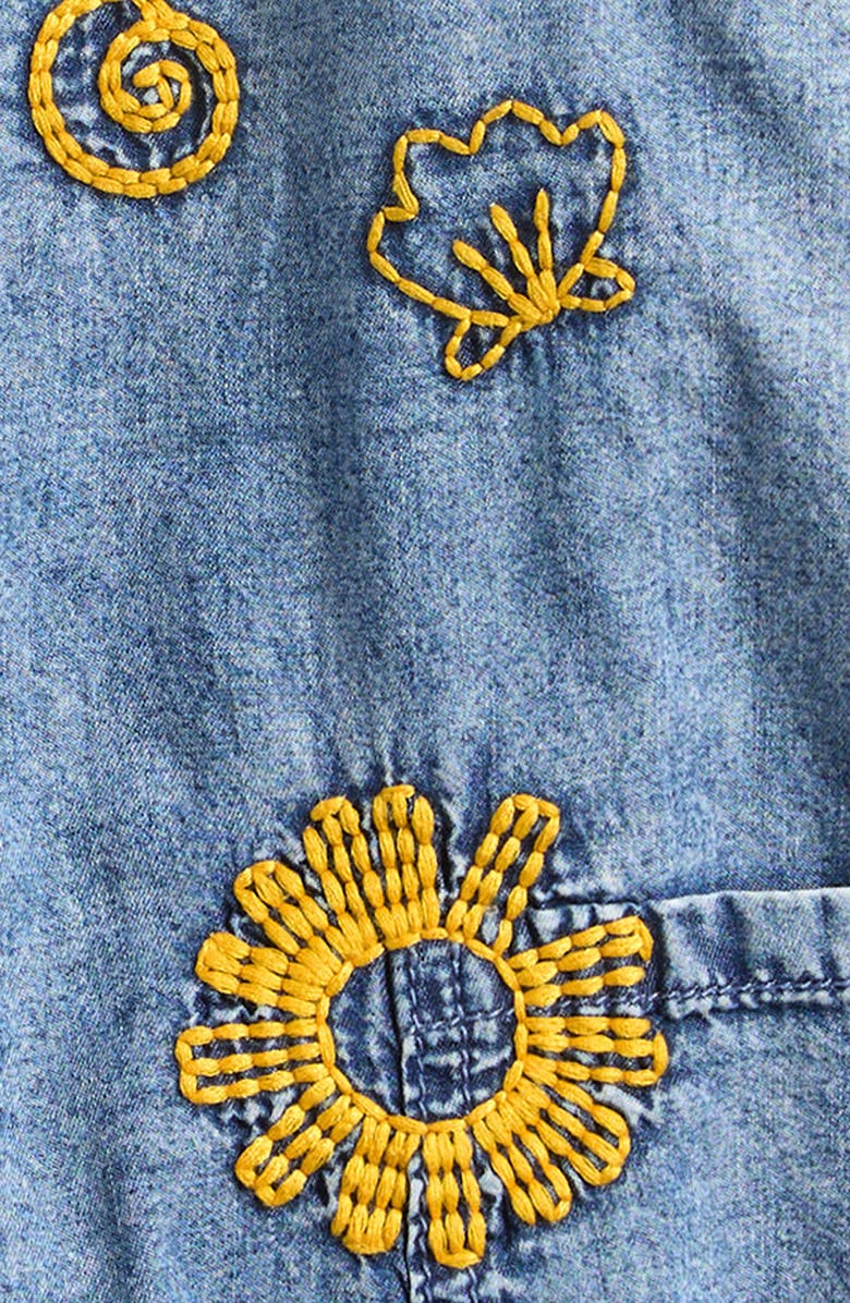 OTTER AVENUE Embroidered Denim Overalls, Alternate, color, Chambray
