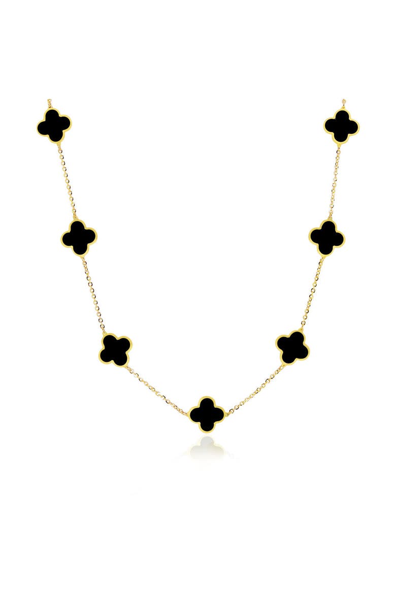 Small Onyx Clover Necklace, Main, color, Onyx/ Yellow Gold