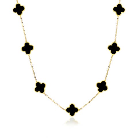 Small Onyx Clover Necklace
