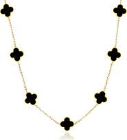 The Lovery Fine Jewelry Small Onyx Clover Necklace