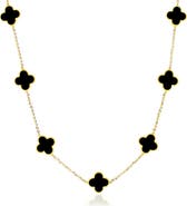 The Lovery Fine Jewelry Small Onyx Clover Necklace