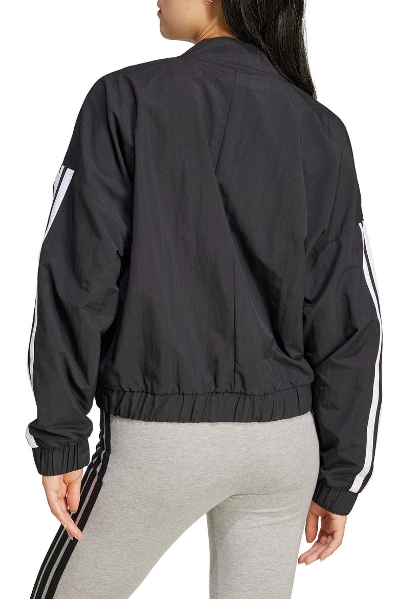 3-Stripes Woven Bomber Jacket, Alternate, color, BLACK/ WHITE