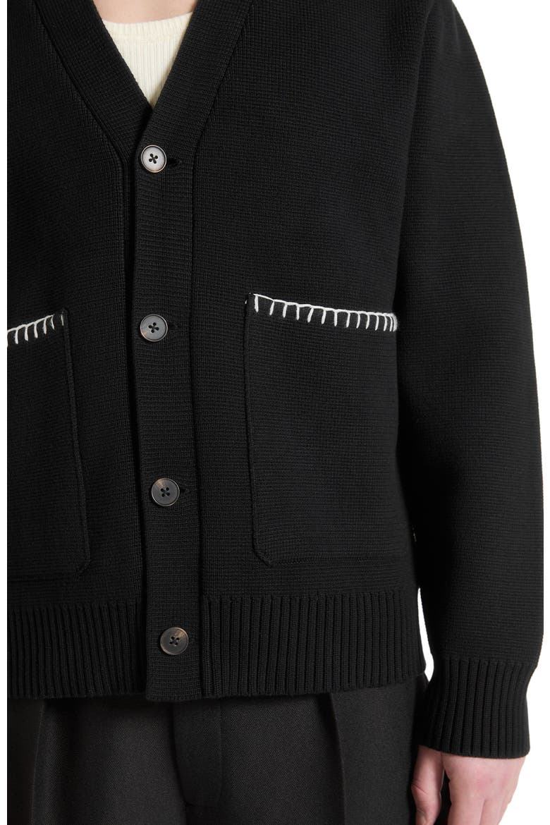 Gilbert Whipstitch Combed Cotton Cardigan, Alternate, color, Black