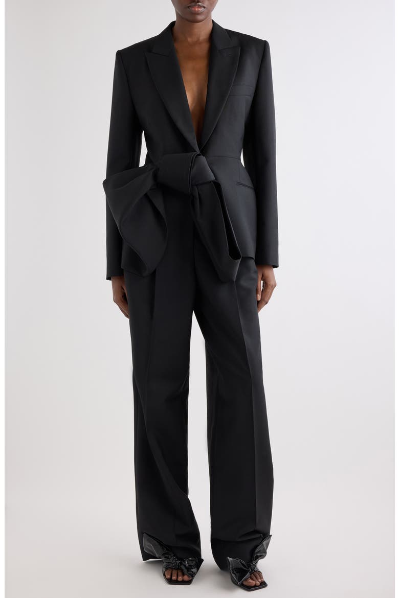 Bow Front Wool & Mohair Blazer, Main, color, BLACK
