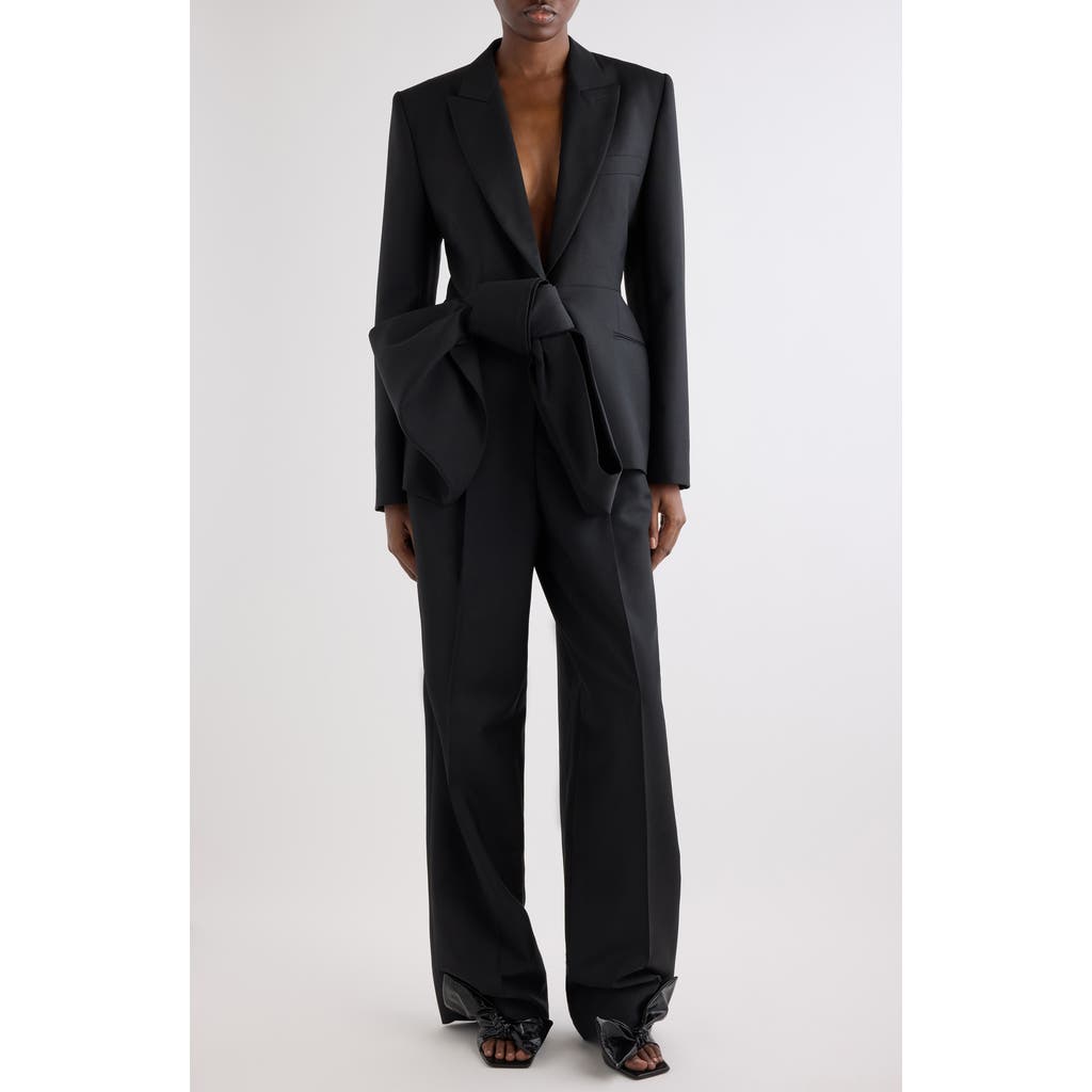 Givenchy Bow Front Wool & Mohair Blazer in Black at Nordstrom, Size 42