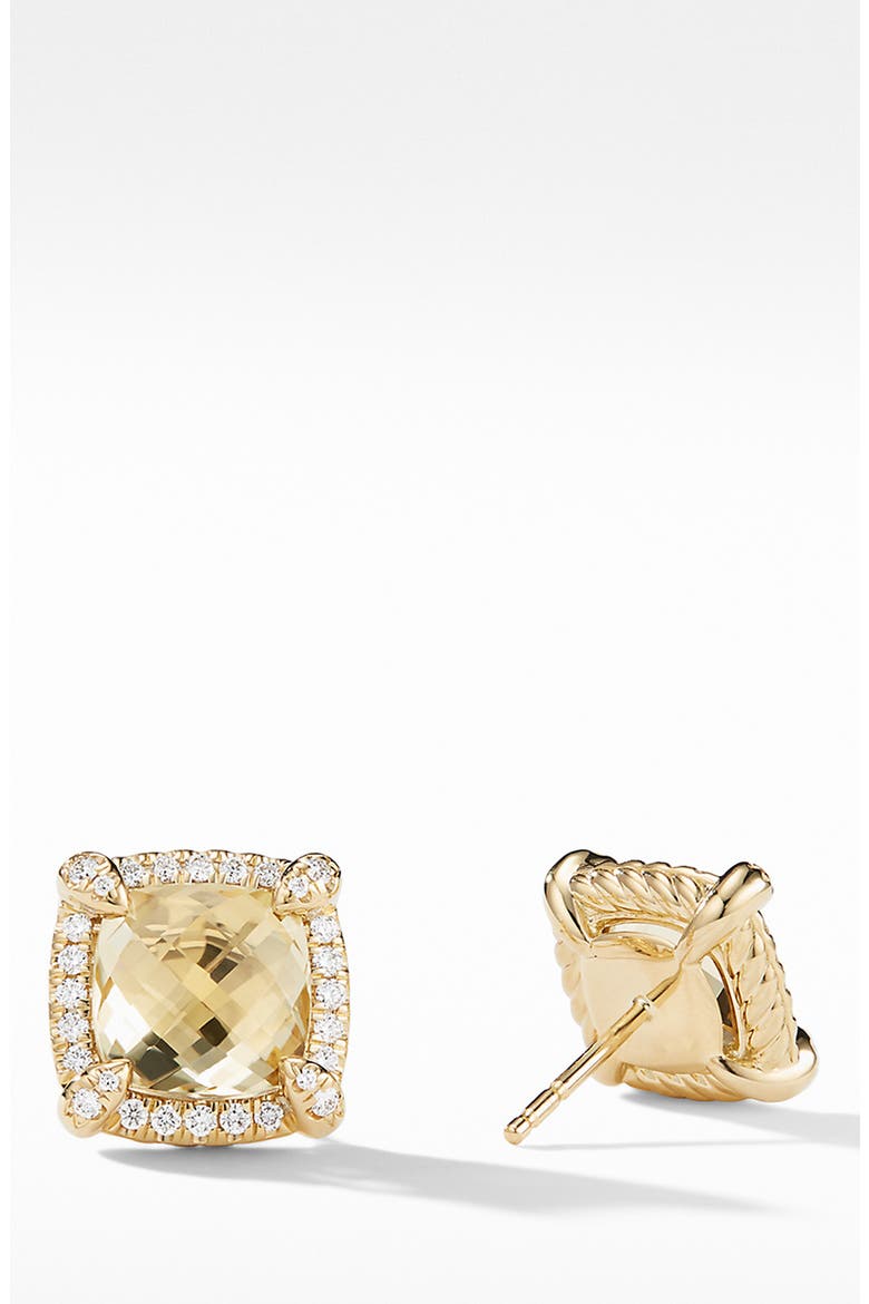 Châtelaine Pavé Bezel Stud Earrings with Diamonds, 8mm, Alternate, color, CHAMPAGNE