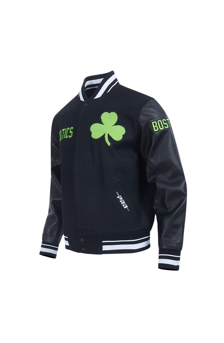 PRO STANDARD Men's Pro Standard Black Boston Celtics 2024/25 City Edition Wool Varsity Full-Zip Jacket, Alternate, color,