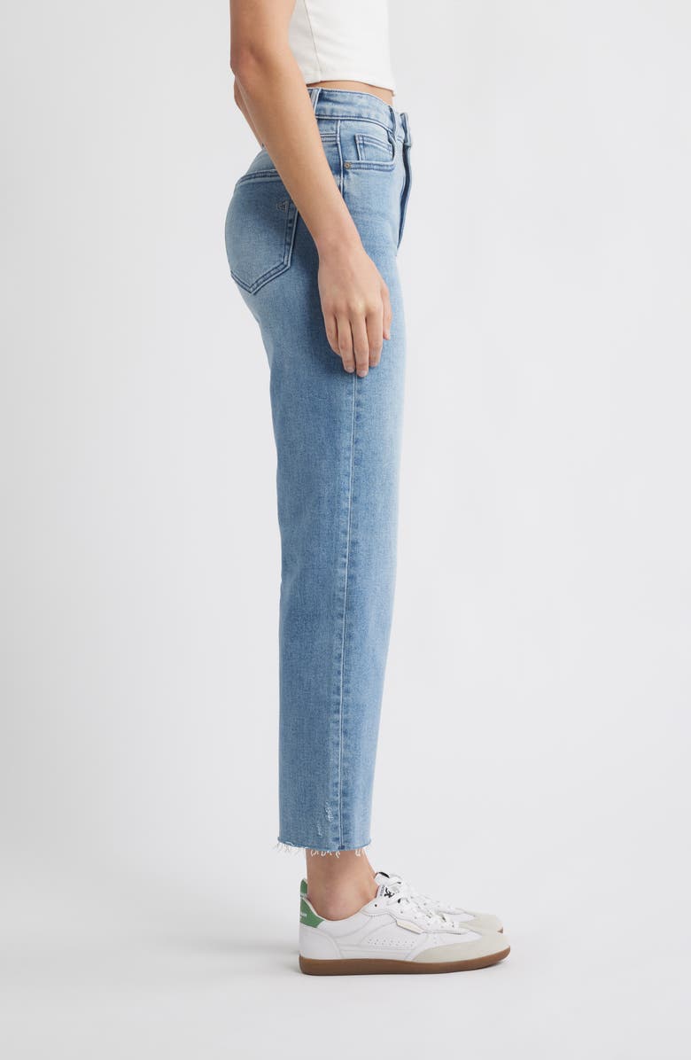HIDDEN JEANS Raw Hem High Waist Ankle Straight Leg Jeans, Alternate, color, Med.wash