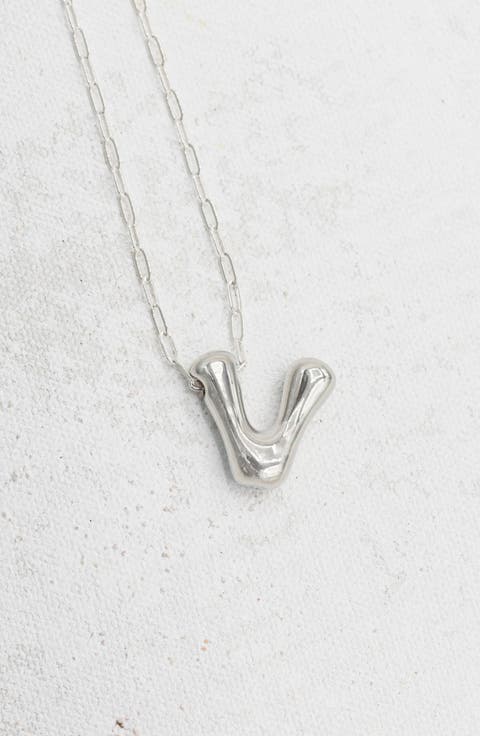 Small Paperclip Necklace with Silver Letter Charm