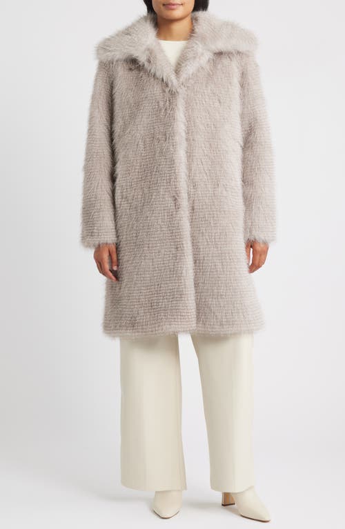 Bernardo Long Faux Fur Coat In Gray