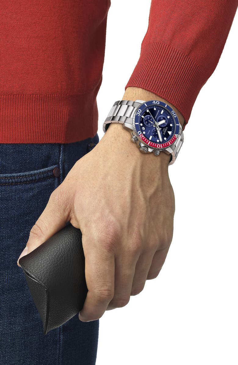 Tissot Seastar 1000 Chronograph Bracelet Watch, 45.5mm, Alternate, color, Blue