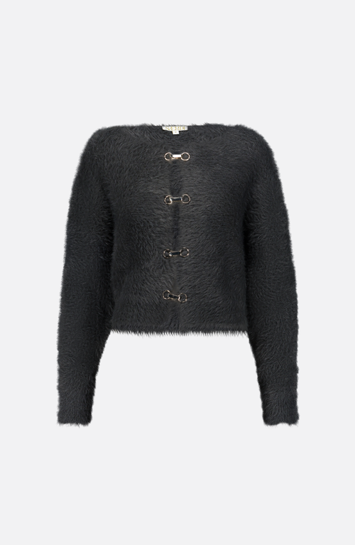 Saemdi Dropped Shoulder Knit Cardigan In Black
