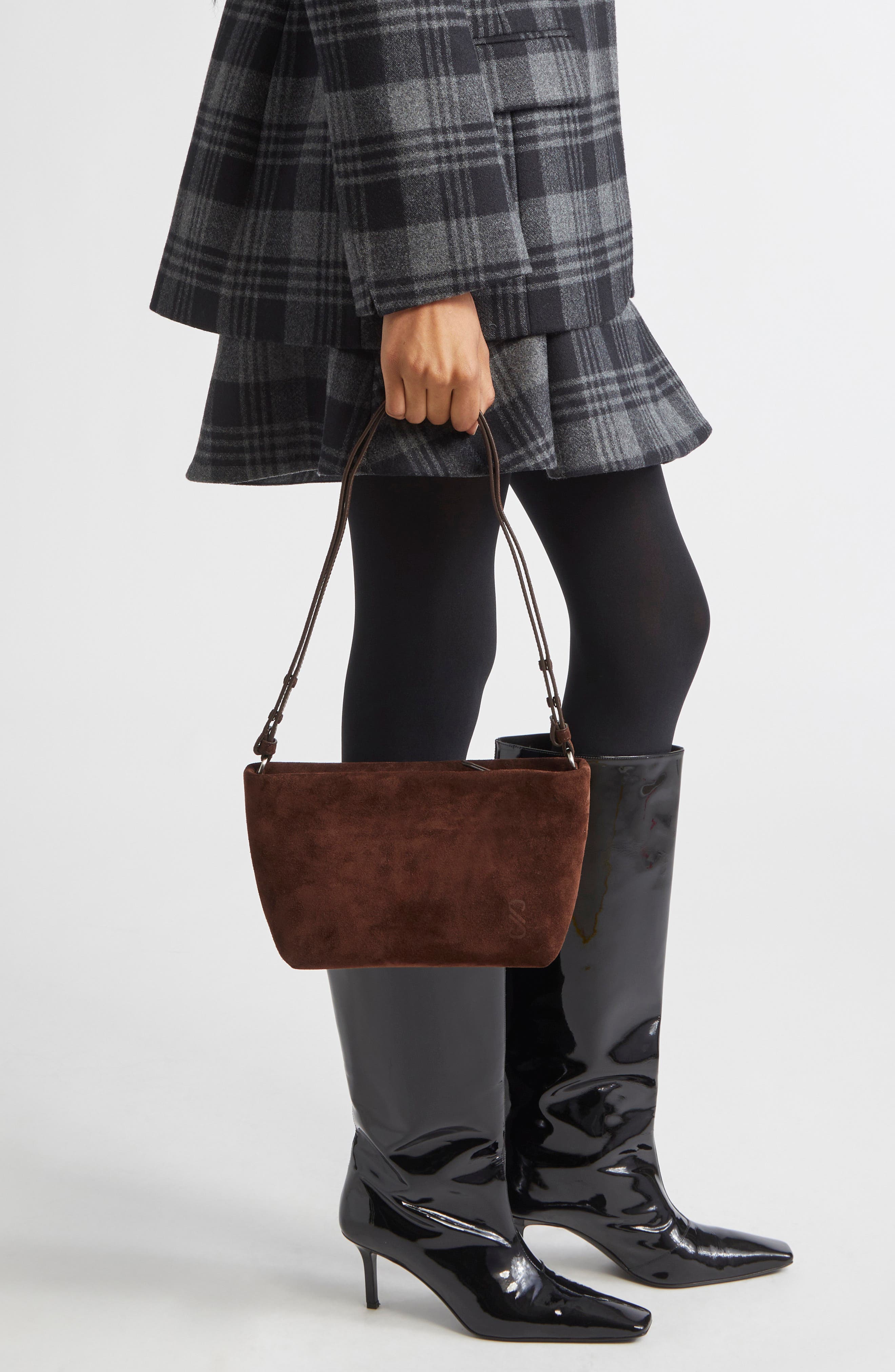 Proenza Schouler Bond Suede Shoulder Bag, Alternate, color, Chocolate