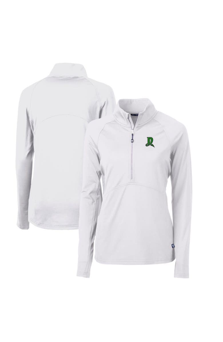 Cutter & Buck Women's Cutter & Buck White Dayton Dragons Adapt Eco Knit Stretch Recycled Half-Zip Top, Main, color, 