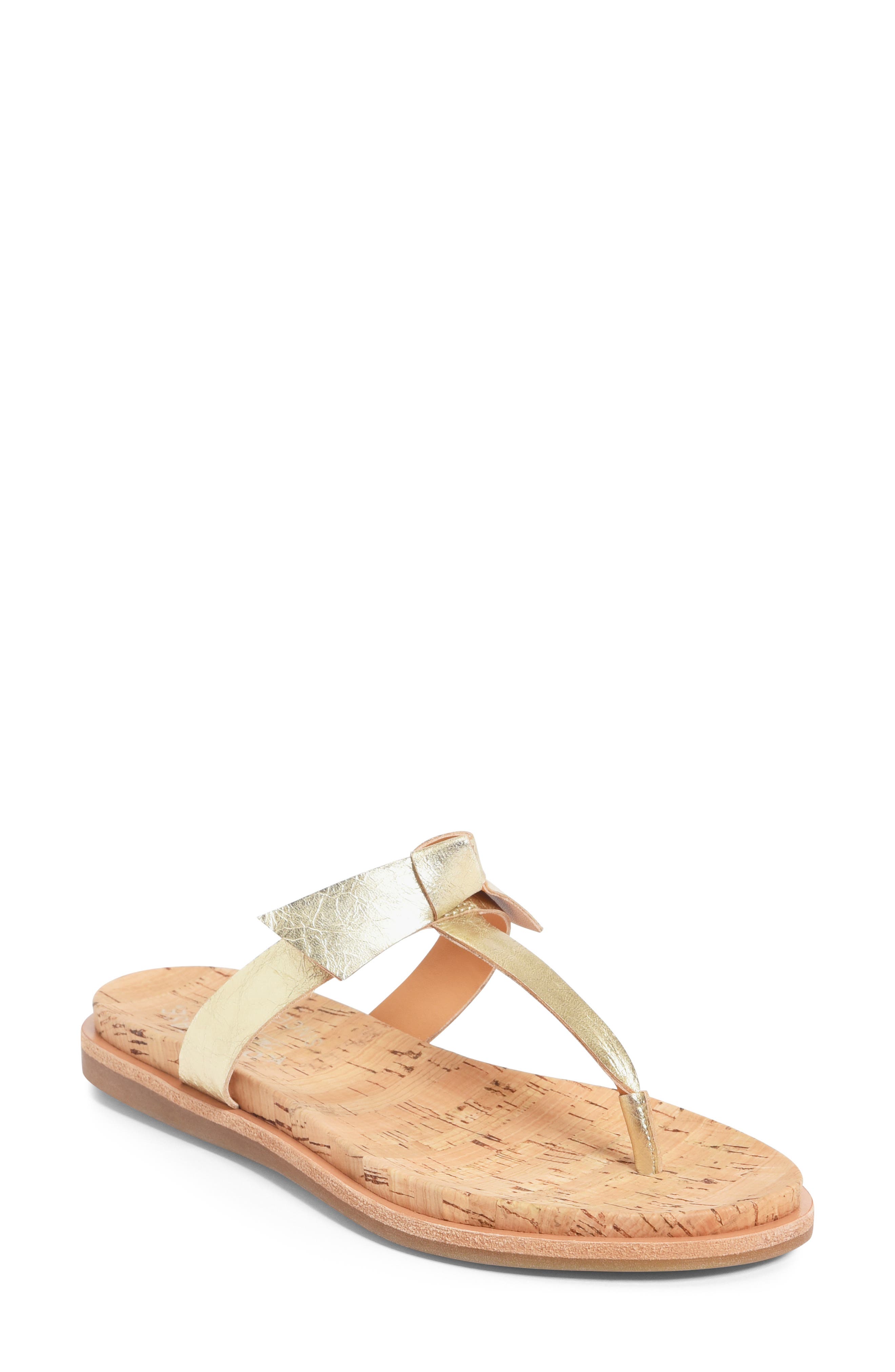 T-Strap Sandal, Main, color, GOLD LEATHER