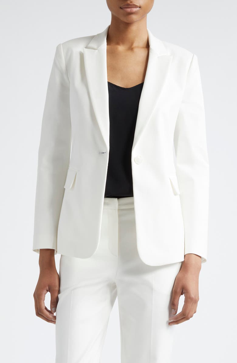 Emporio Armani One-Button Cotton Blend Blazer +, Main, color, Off White