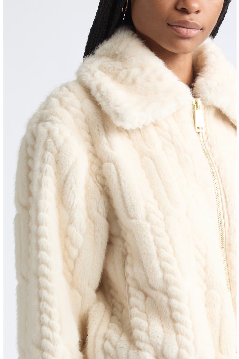 Nola Cable Faux Fur Bomber Jacket, Alternate, color, WINTER WHITE
