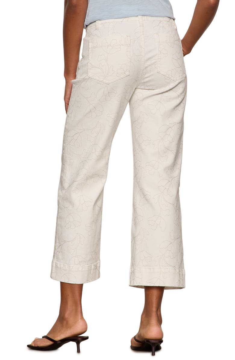 Sanctuary The Marine Embroidered Crop Wide Leg Jeans, Alternate, color, Chalk White