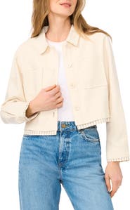 Halogen® Crop Twill Shirt Jacket