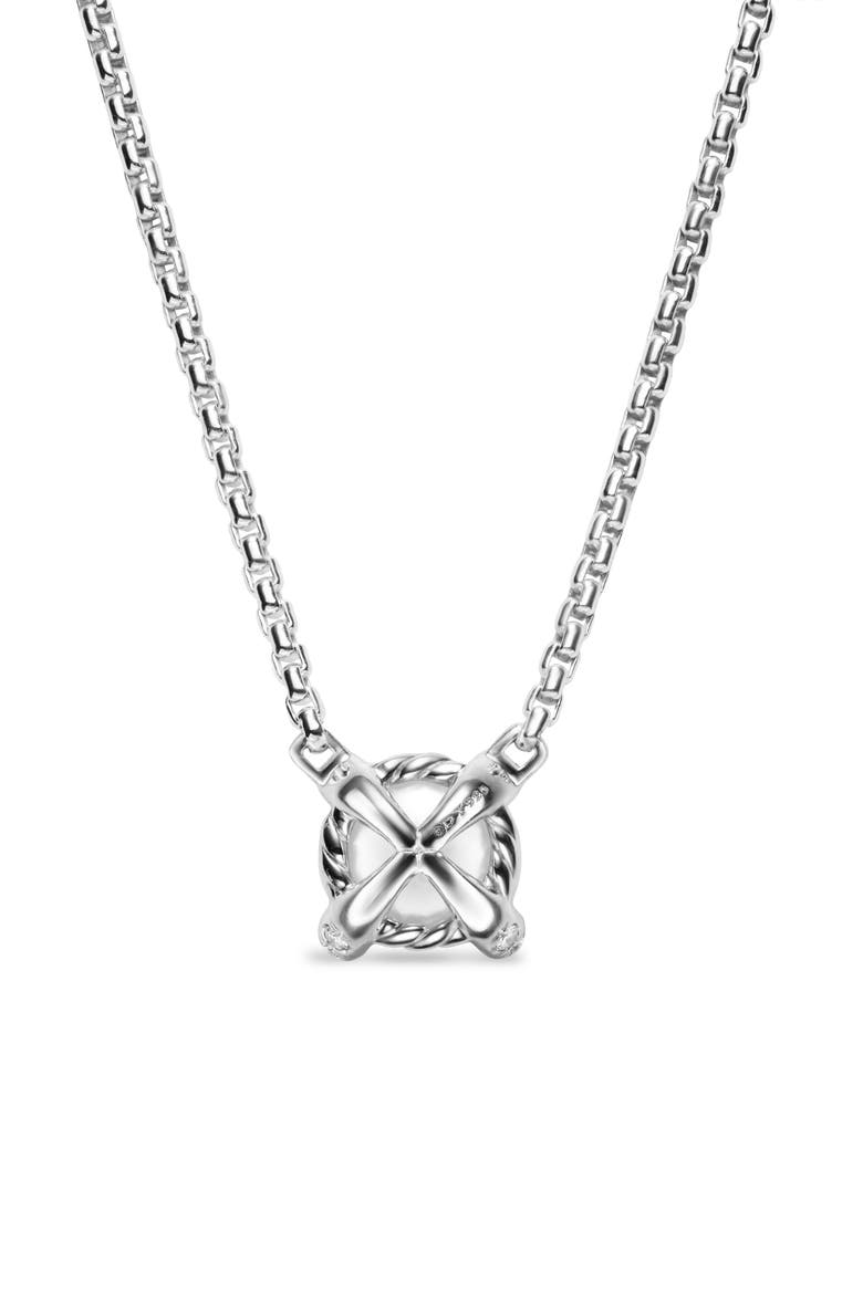 Pearl Classics Necklace with Diamonds, 6.5mm, Alternate, color, SILVER PAVE