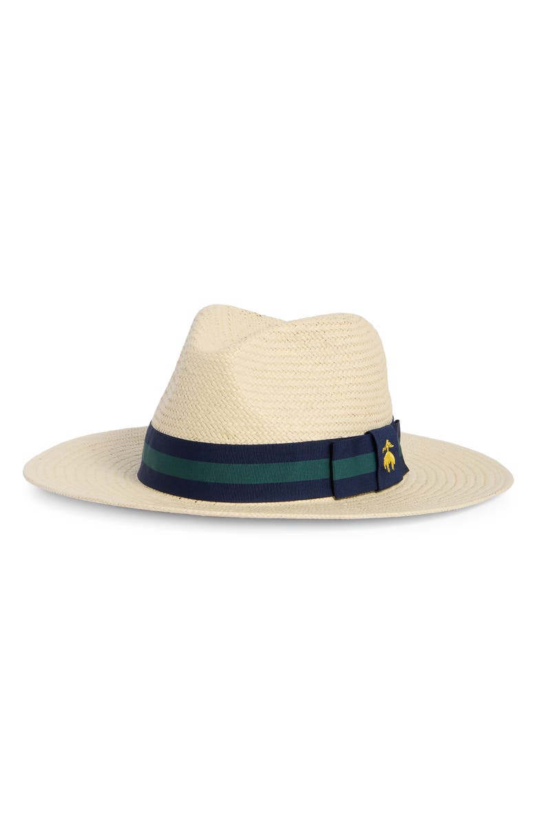 Brooks Brothers Stripe Grosgrain Band Fedora, Main, color,