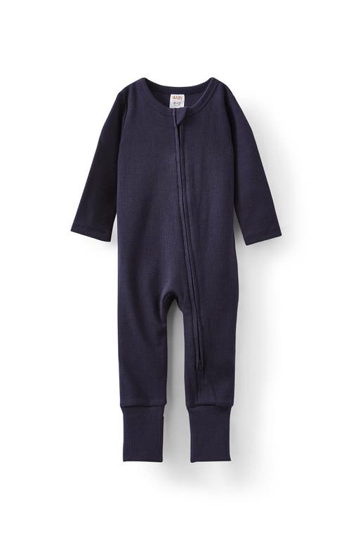 Cotton On Kids The Billie Long Sleeve Rib Romper In Navy Ink