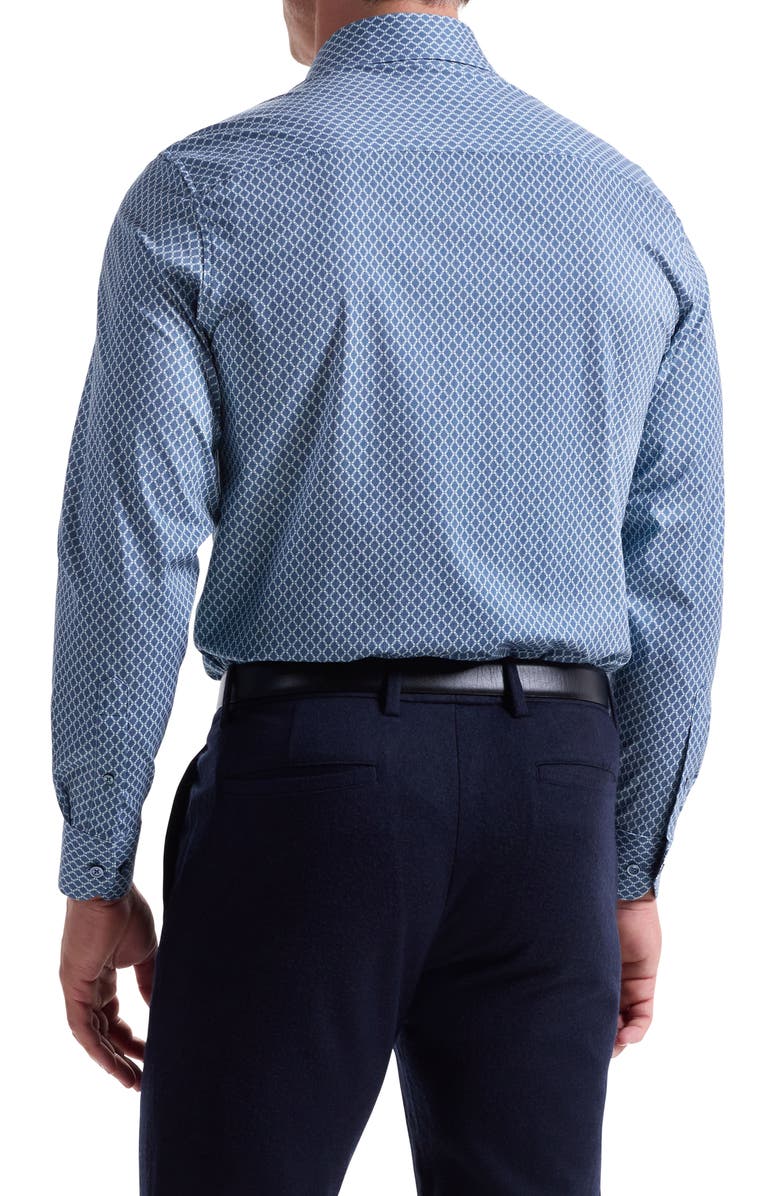 Bugatchi Jules OoohCotton<sup>®</sup> Geo Print Button-Up Shirt, Alternate, color, Teal