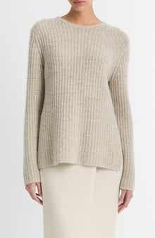 Vince Donegal Tweed Cashmere Rib Tunic Sweater