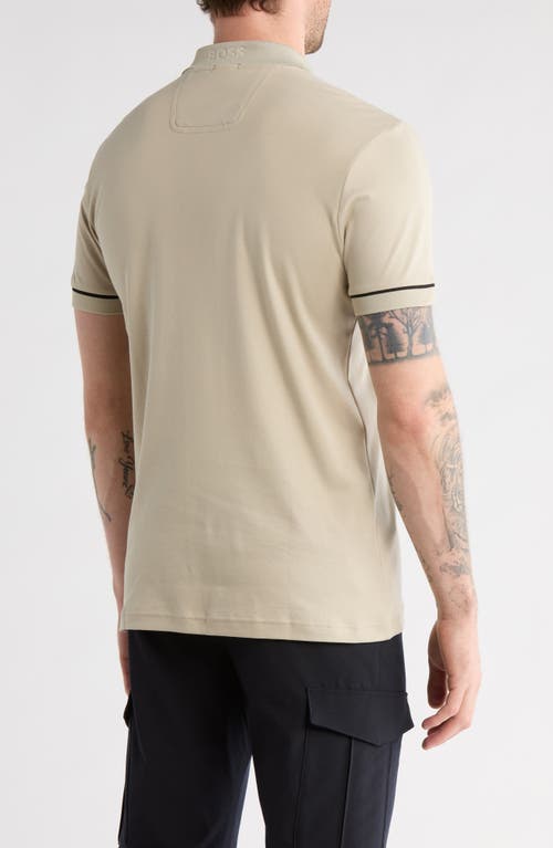 Hugo Boss Boss Paule Tipped Knit Polo In Neutral