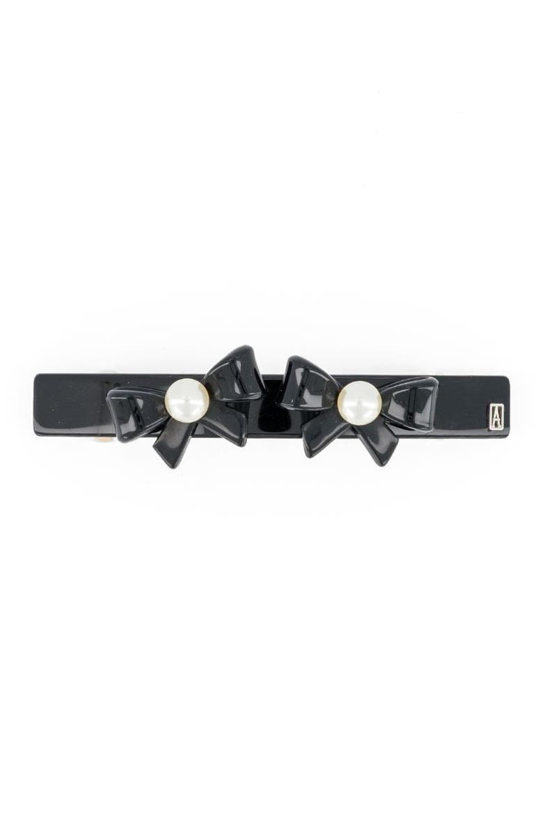 Poesie Acetate And Pearls Barrette, Main, color, Black