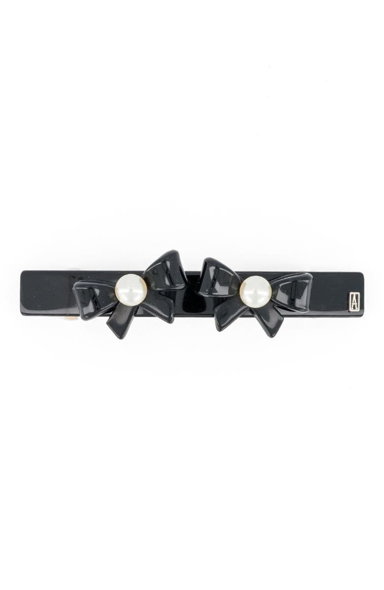 Alexandre de Paris Poesie Acetate And Pearls Barrette, Main, color, Black